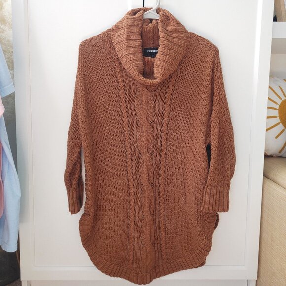 EXPRESS Cowl Neck Cable Knit Sweater - Size Small - Picture 2 of 5
